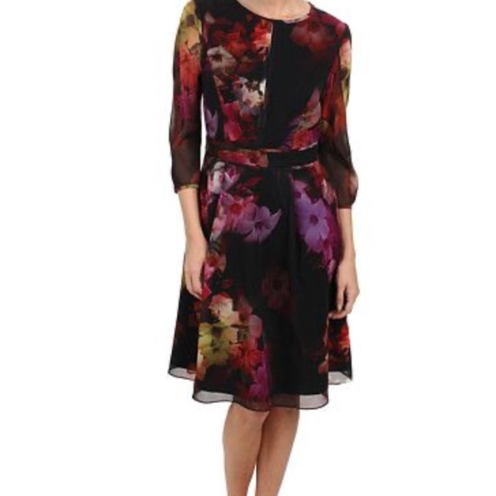Ted Baker Floral Midi Dress - Black and Multicolor